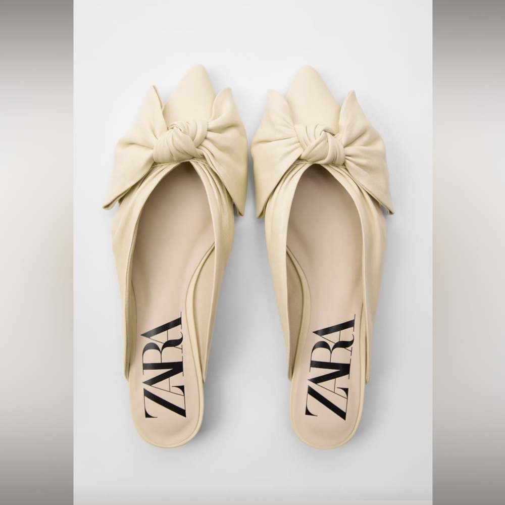 Zara Leather Slip-On Pointy Flats, Size 9-9.5